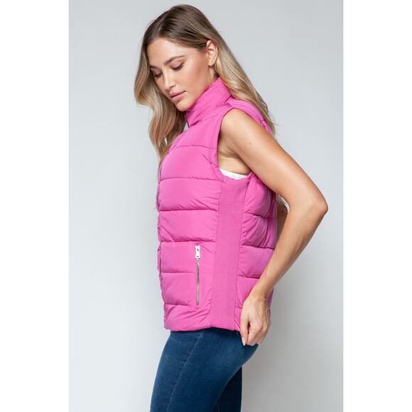 SNOBBISH Pink Zip Up Turtleneck Puffer Vest Full Zip Pockets NEW Fall Winter - Picture 4 of 7